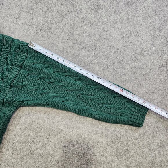 VTG GAP Sweater Womens XL Green Cable Knit Plaid V Neck Cotton Pullover Preppy - Picture 9 of 12